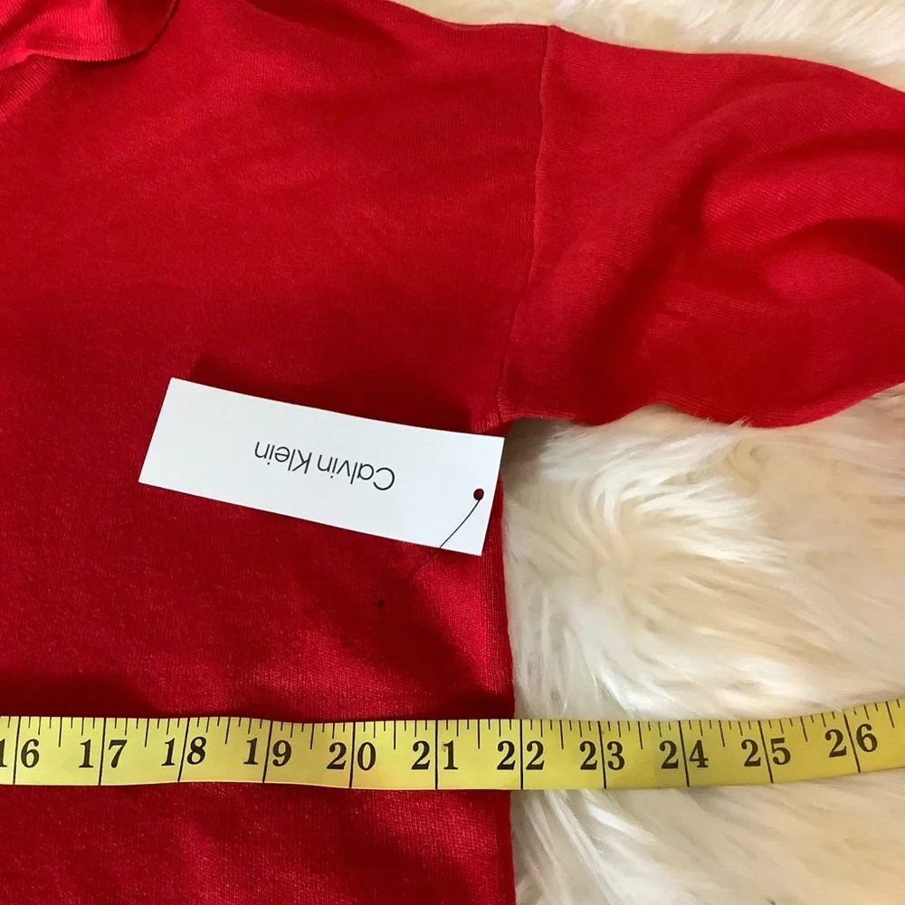 Calvin Klein Women’s Cowl Neck Medium Red Sweater NWT - Picture 7 of 8